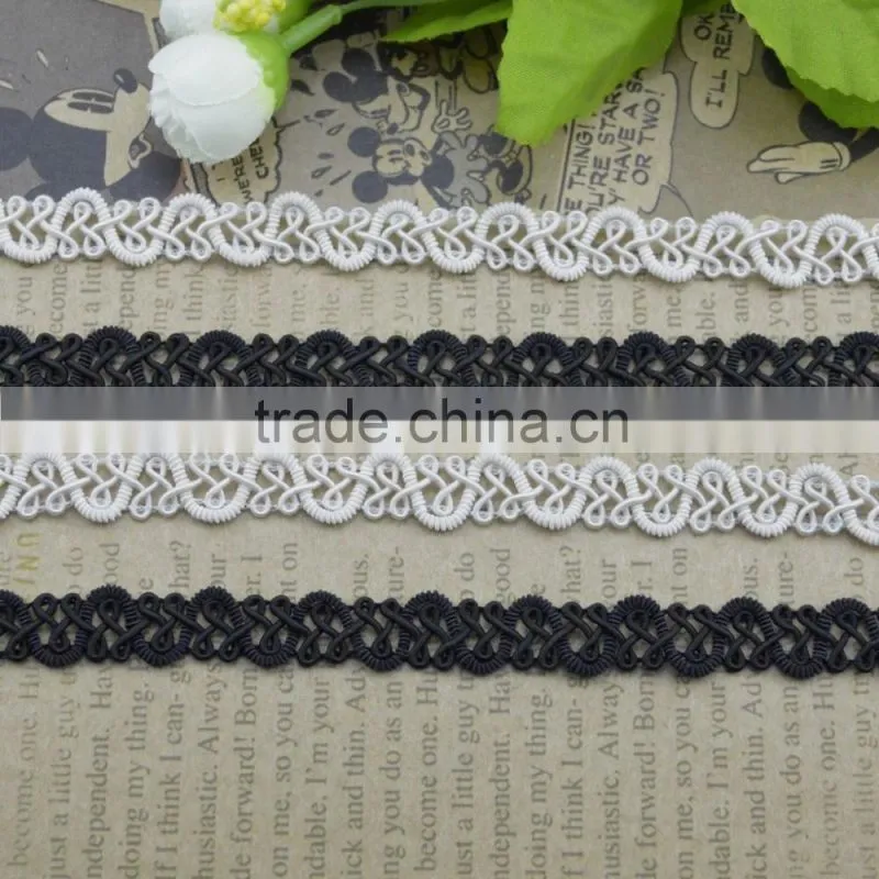 1.2cm black&white waxed cotton beading cord
