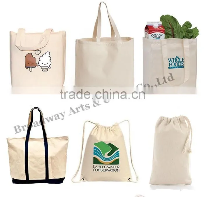 2016 Fashion customized recycle organic canvas bag wholesale