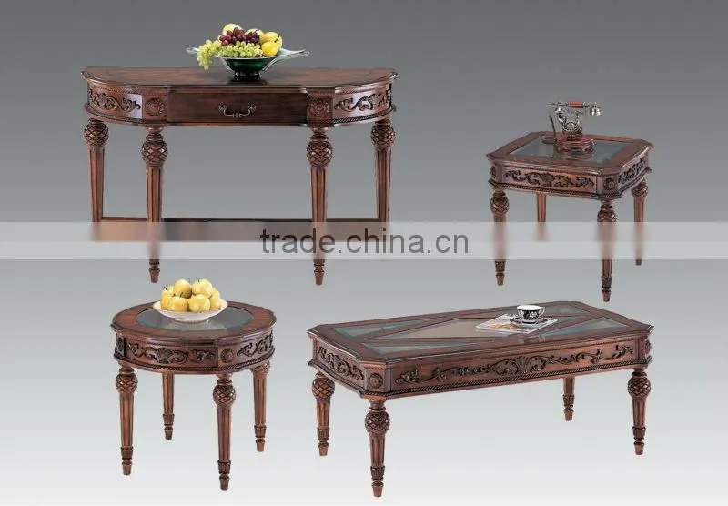 CF30010 Unique Carved Coffee End Sofa Table with turned pineapple legs