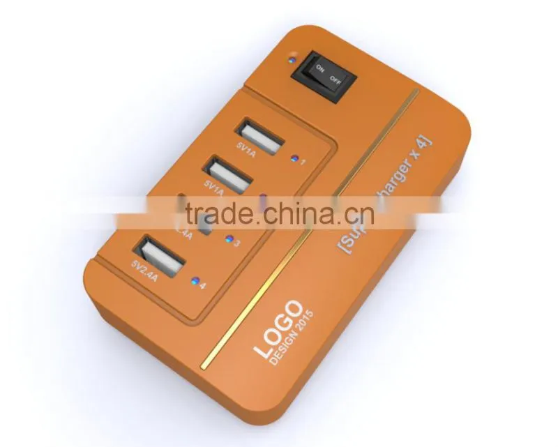 2015 NEW 20W 5V4A 4 Ports High Speed Desktop USB Wall and Travel Charger with Power IQ Technology(White)