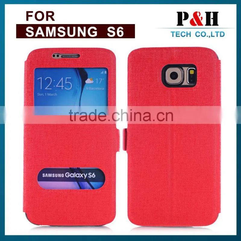For samsung galaxy s6 , high quality litchi pattern PU leather folio case for samsung galaxy s6