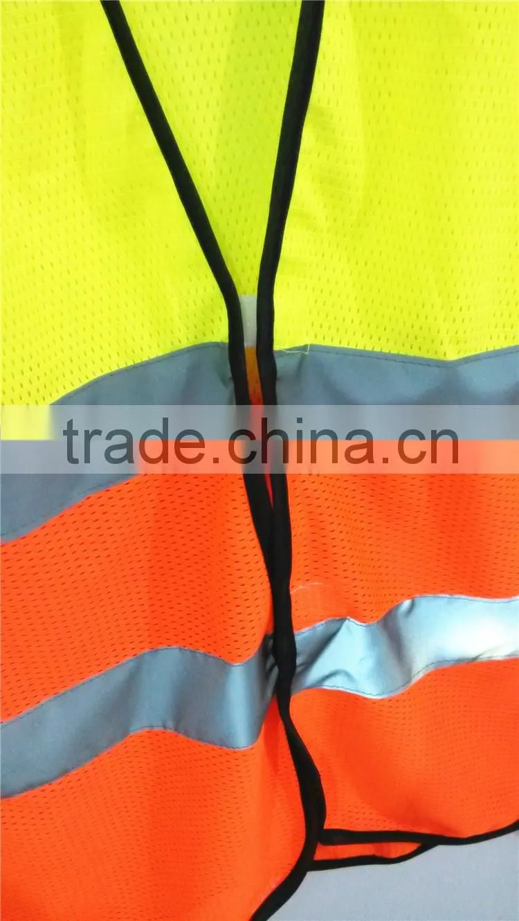 High Visibility Neon Yellow Orange Safety Vest With Reflective Strips 3M In Large Stock For Chile
