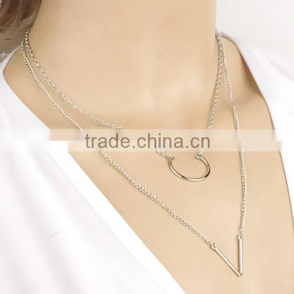 double-deck arrows fashion long thin chain necklace
