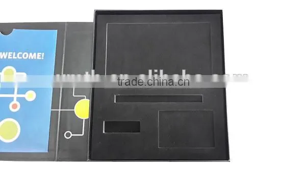 black paper box with velvet tray and magnets