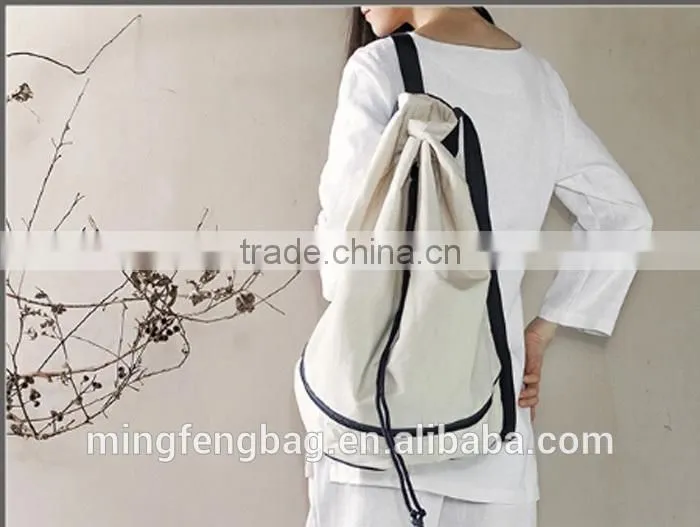 Wholesale Custom High Quality White Large Capacity Sling and Double Shoulders Cotton Canvas Yoga Bag Backpack