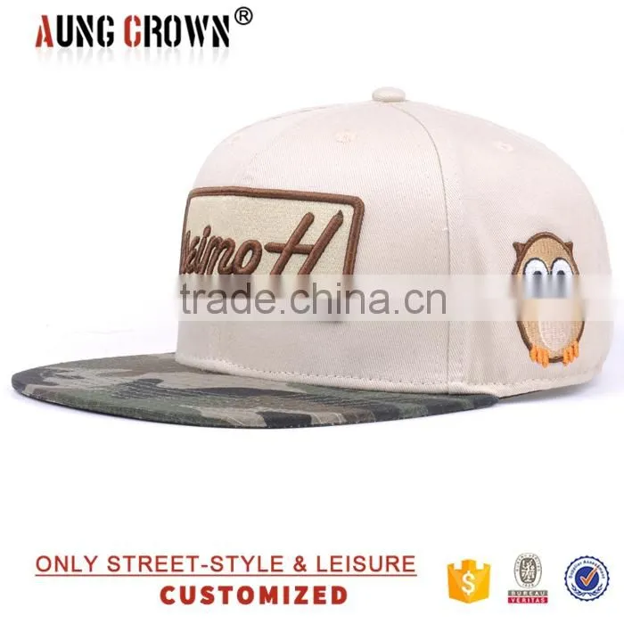 Unique fashion wolesale embroidery camo flat brim hat snapback