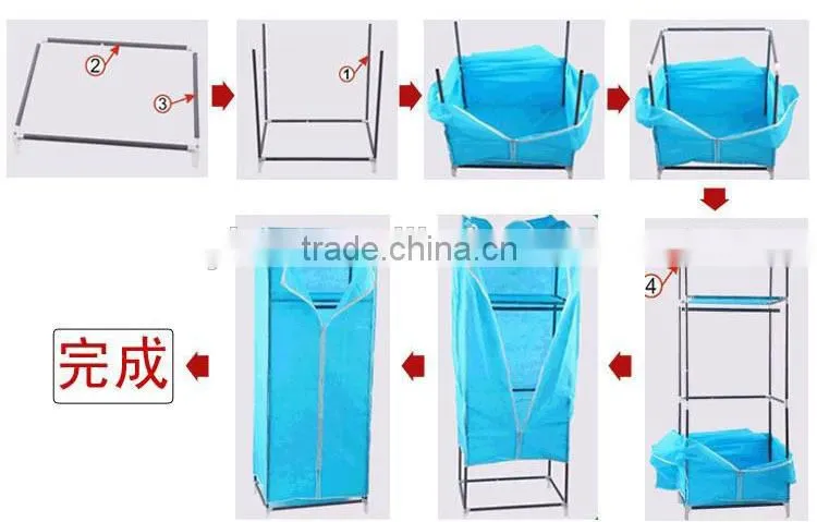 folding Modern easy assembly portable clothes wardrobe for sale