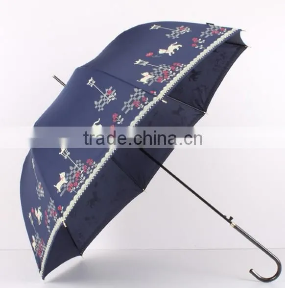 23 inch stick crook handle cat print lady umbrellas