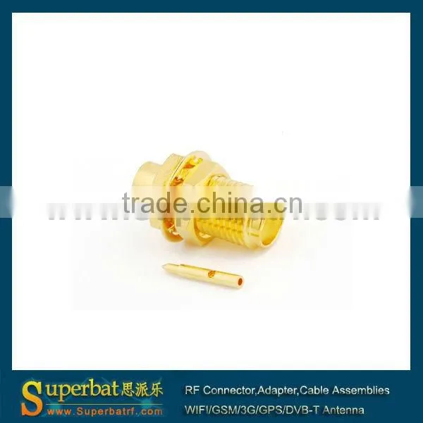 RP-SMA Solder Jack bulkhead connector Cable mount for .141" cable RG402