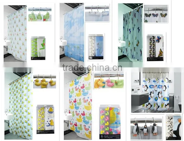 rainbowl Animal design Colorful ducks 100%POLYESTER Shower Curtain set
