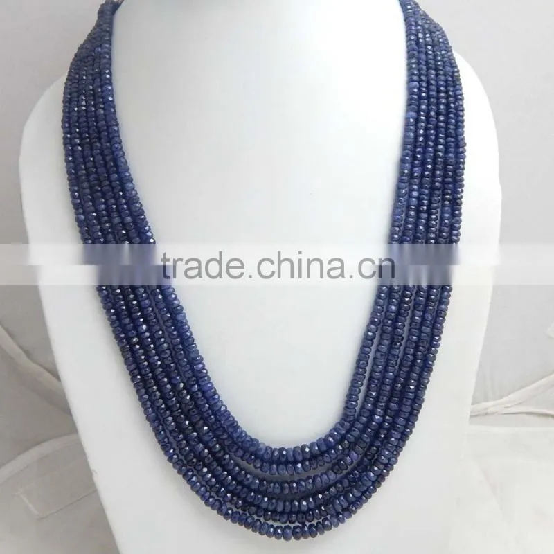 Natural Royal Blue Sapphire Roundel Faceted Beads