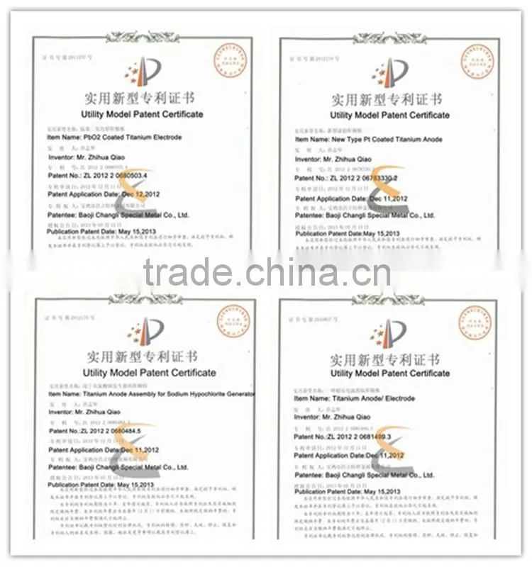 ru-ir coated titanium anode for sea water electrolysis
