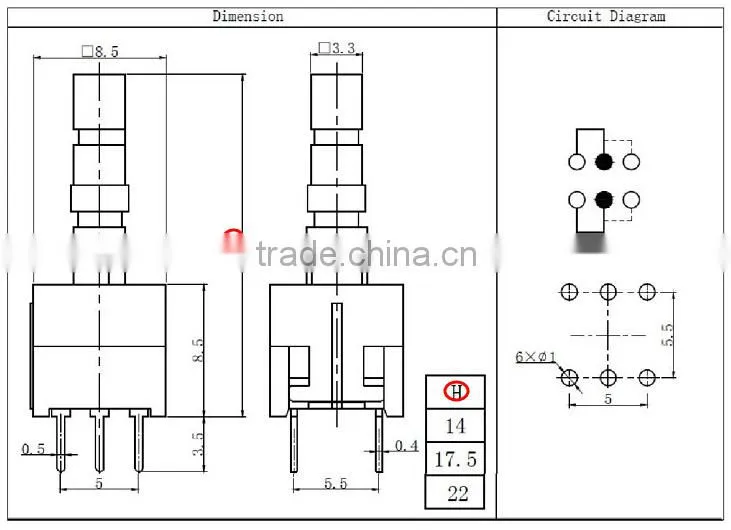 PS850-06 8.5*8.5 push button switch