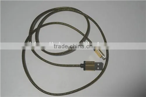 Gold Colour Micro USB Cable Nylon Line and Metal Plug Data Sync Charger microusb cable for samsung galaxy s6 s5 s4