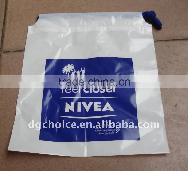 wholesales cheap top quality Plastic Drwastring Bags with nylon string