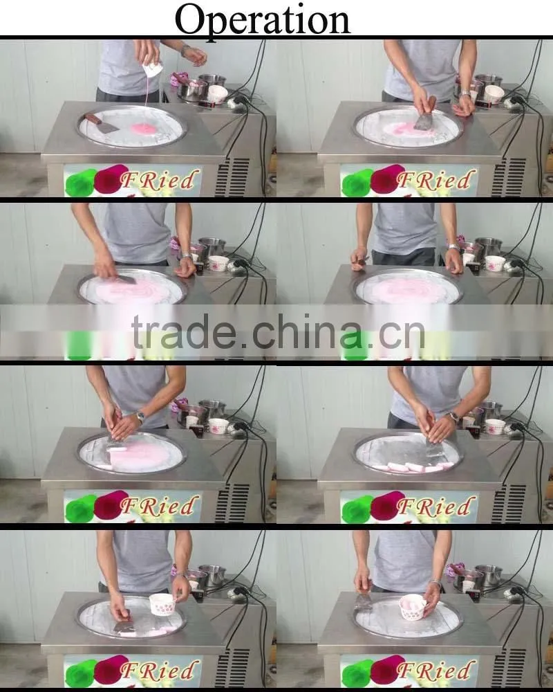 new commercial double / two round pans/plates fried ice cream machine