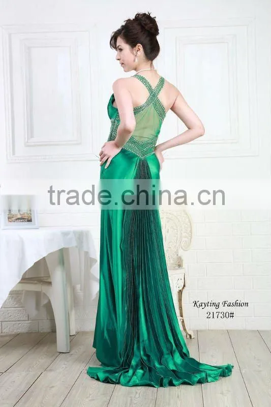 2012 Chic evening dress Green Sequins Beaded evening dress Sexy V-neck evening dress 21730
