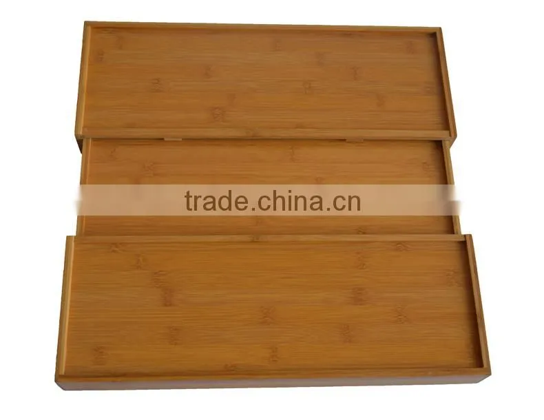 DT019 Expandable Bamboo Cutlery Tray , Kitchen Utensil Organization