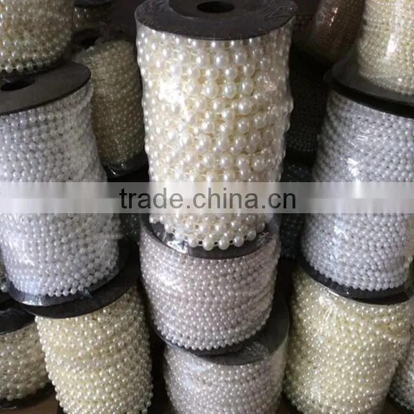 wholesale connecting 6mm immitation pearl ABS plastic round plastic beads chain for clothing and christmas decoration
