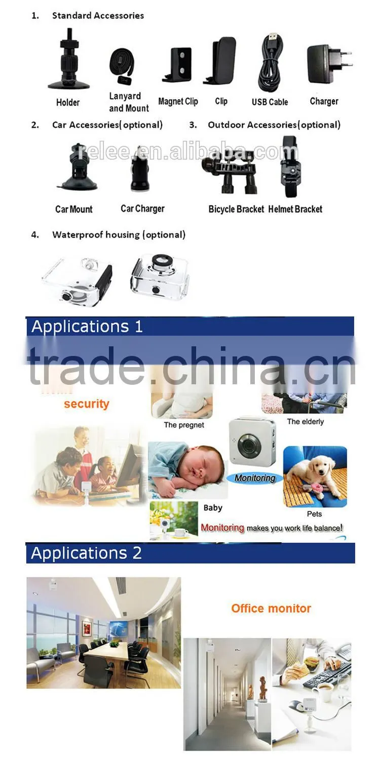 Battery operated mini wireless hidden security video wifi ip camera with memorv card