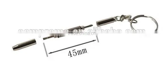 Metal screwdriver keychain for glasses repair