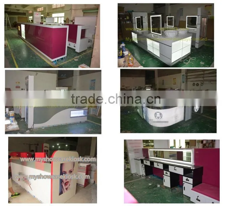 latest design cosmetic showcase makeup kiosk perfume kiosk