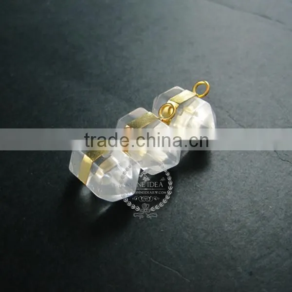 23*13mm gold 925 sterling solid silver transparent natural crystal quartz pendant charm DIY jewelry findings supplies 1800144
