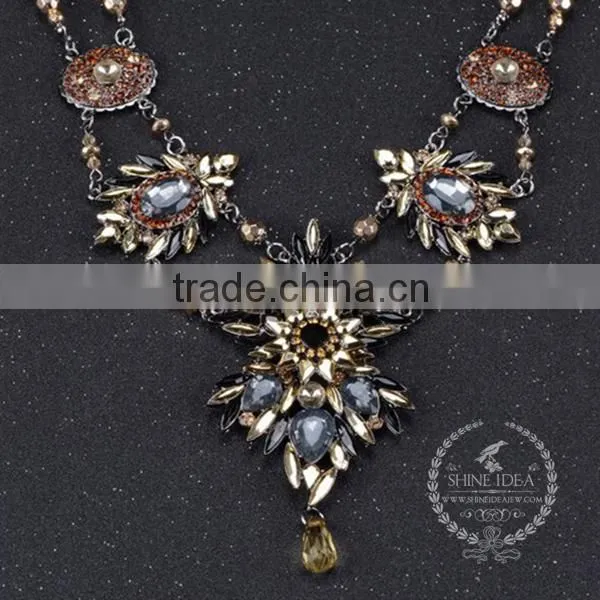 high quality vintage rhinestone chunky statement necklace tin alloy fashion women pendant necklace 6390051