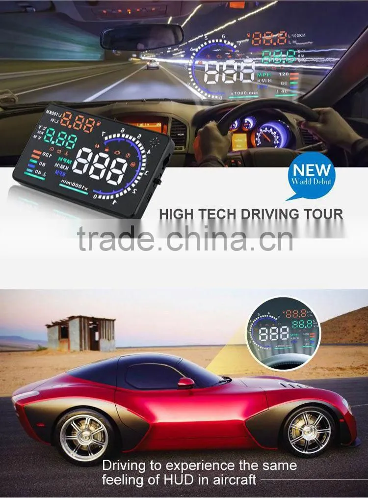 Wholesale 5" GPS Car HUD Head Up Display OBD 2 Speed Warning System, hud display XY-HUD208