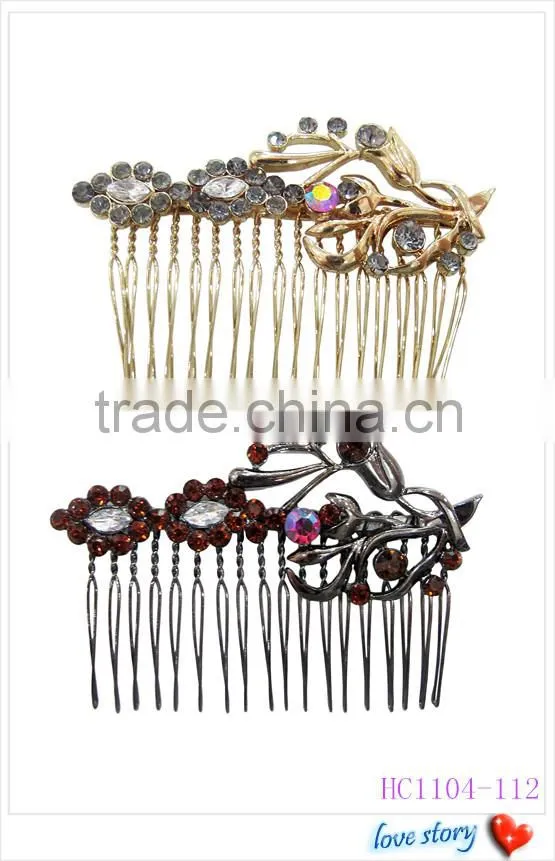 Dragonfly hair combs with rhinestone crystal ,professional hair comb