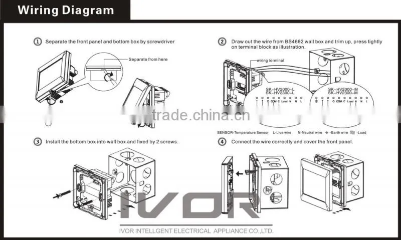 Good Quality IVOR Central Air-Conditioner Thermostat Digital AC Thermostat Switch SK-AC2000T Bright Gold Metal Frame