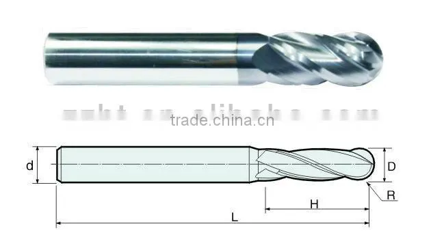 100% virgin material solid carbide end mill/square end mill/ball nose end mill