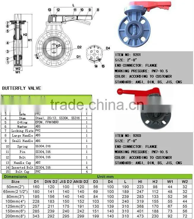 9202 popular pneumatic flange water control butterfly valve