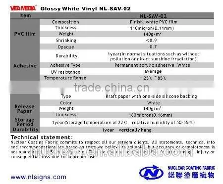 80micron vinyl / self adhesive vinyl for printing