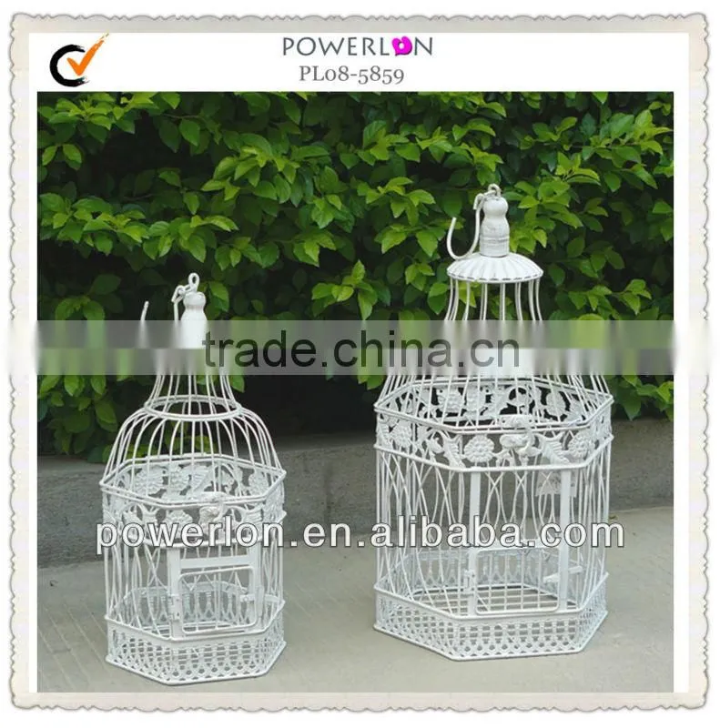 S/2 white round decorative wedding cage
