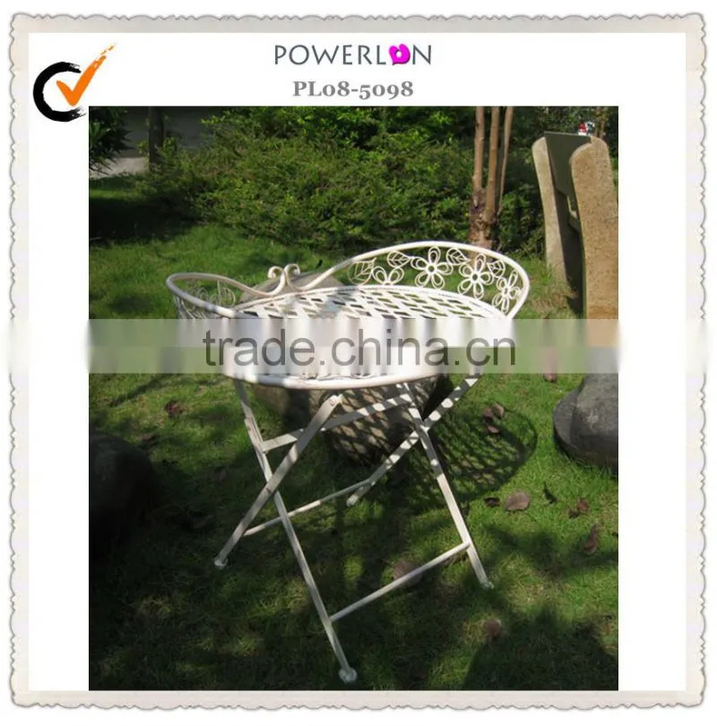 outdoor antique white metal tray table