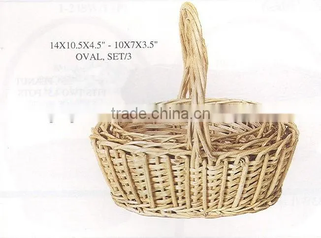 Unpeeled wicker fire basket for sale