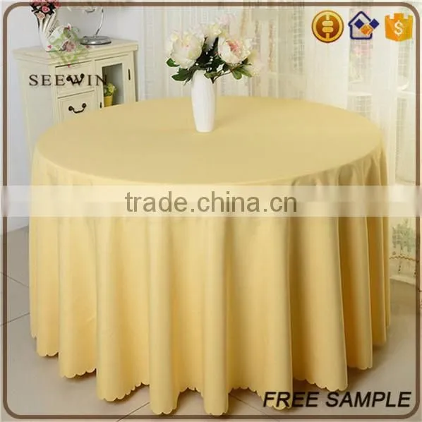 cheap elegant polyester fabric washable round fitted size vinyl tablecloth