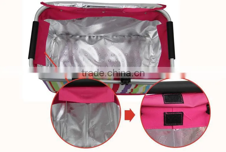 Fabric handle mini foldable shopping basket