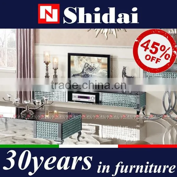 High end black glass top handmade mosaic tv stand LV-E804