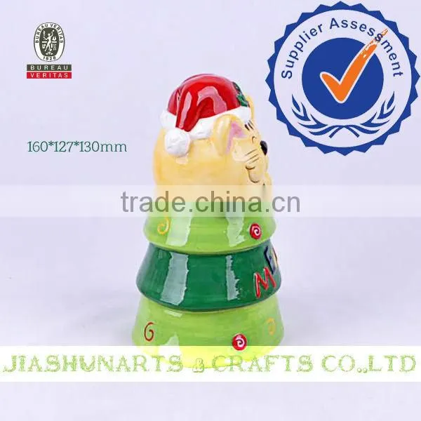 Cat Head Christmas Tree Novelty Ceramic Storage Jars