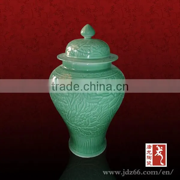 Red glazed high quality handpainted ceramic pickle jar chinese made for home decoration