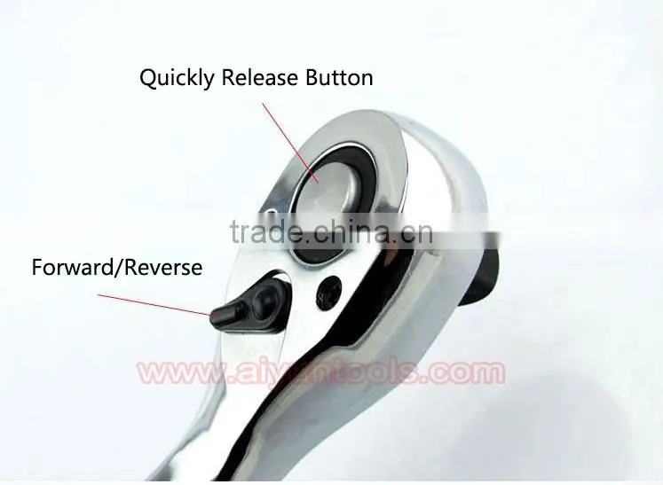 1/2" 3/8" 1/4" Ratchet Wrench (Socket Set) Quick Release wrench 72t Cr-v