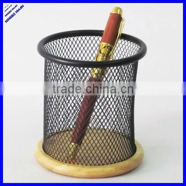 2014 high quality 8.5cm diameter mesh metal pen holder