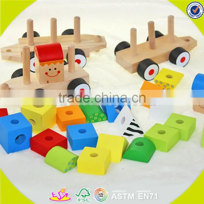 wholesale top sale multifunction pulling train toy stylish wooden pull train toys W05C008