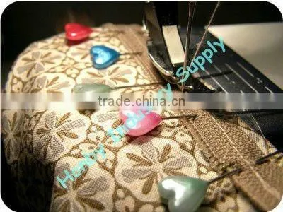 Pin wheel 55mm heart shape plastic pearl head pin