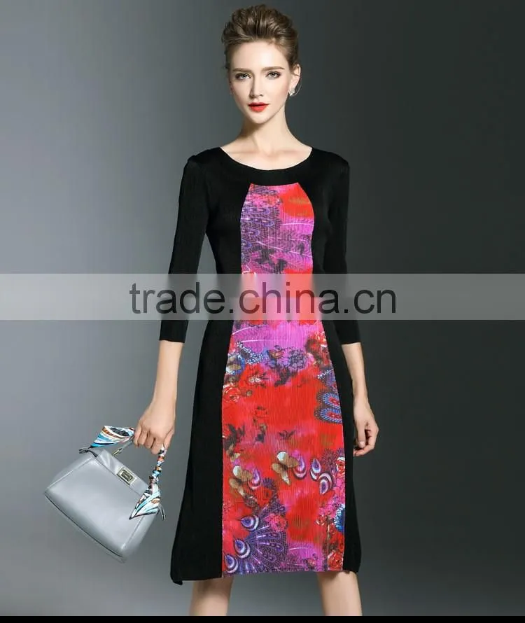 Hot design wholesale women pleated tie dye maxi dress