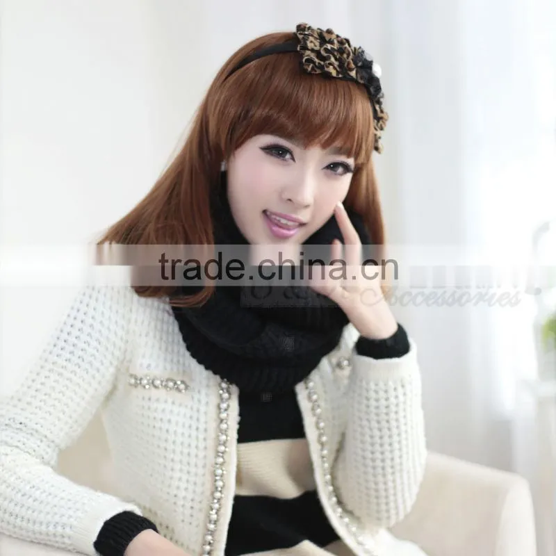 cashmere black color fashion winter knitted factory produce fashion circle round scarf