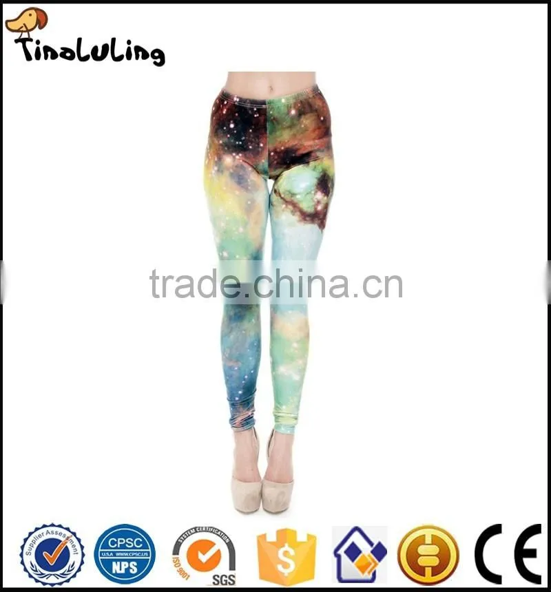 Universe Green Light Galaxy Space Color Block Gym Pant Leggings