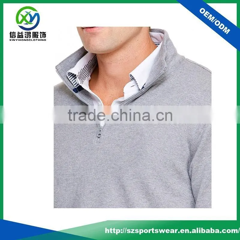 High quality custom mens grey color 100% cotton plain hoodie windbreaker pullover jacket